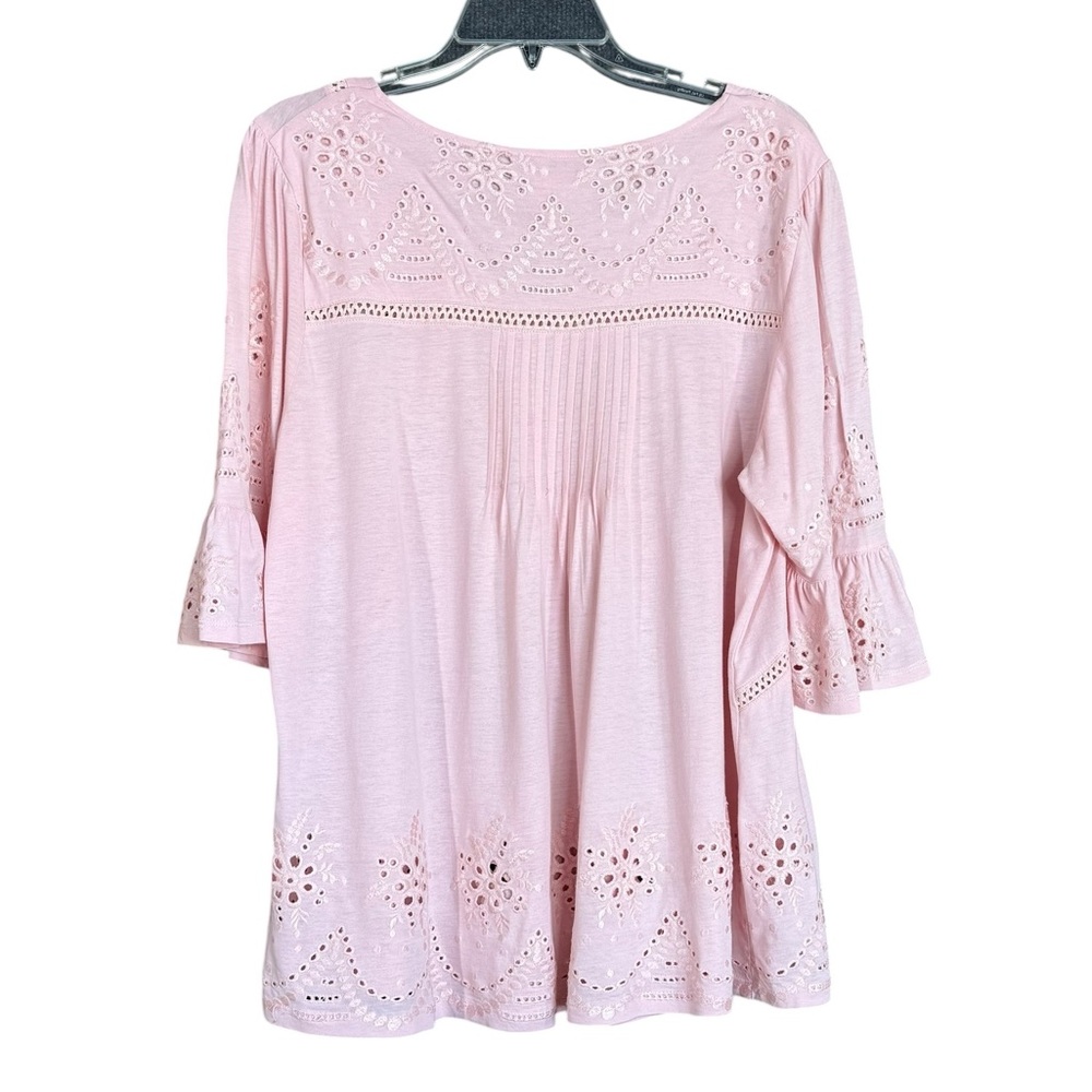 Sundance Light Pink Eyelet Lace Peasant Blouse - Picture 6 of 8